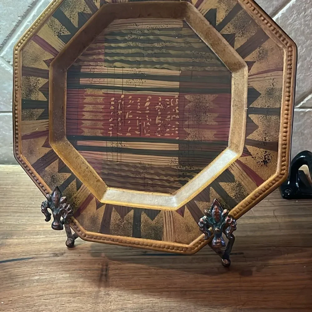 Decorative Heptagon Wall Plate Chargers (Set of 2) - Plates/Chargers Only.